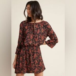 Jack by BB Dakota Black Orange Ruffled Tiered Dress